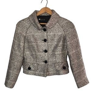 D. EXTERIOR | Silver/Black Metallic Tweed Long Sleeves Blazer size 42 (US 6) NEW